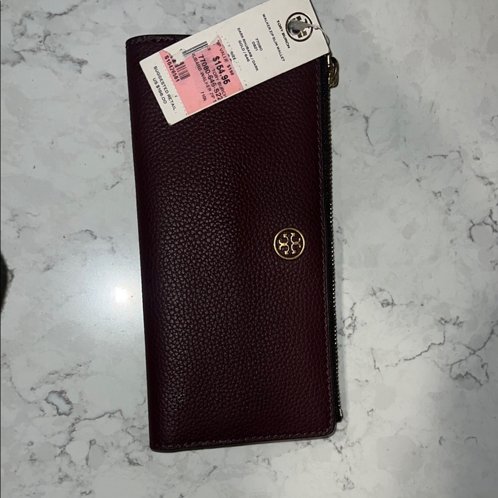 Tory Burch Burgundy Leather Wallet
